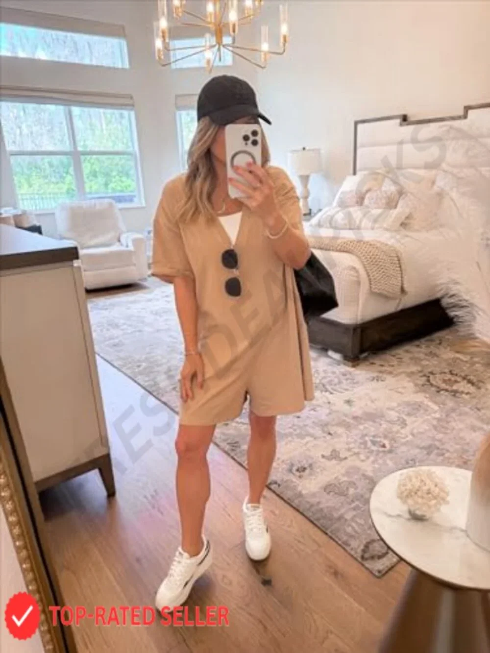 Oversized Romper Short Sleeve Casual Cotton Spandex Loose Jumpsuit Summer